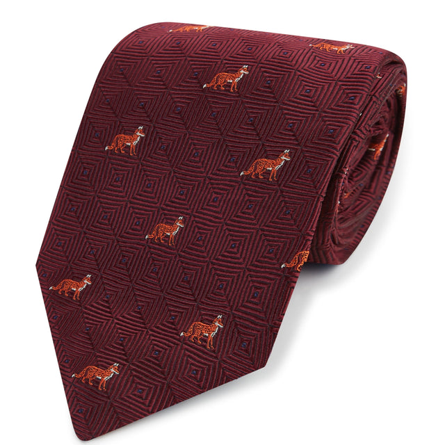 Red Fox Diamond Woven Silk Tie