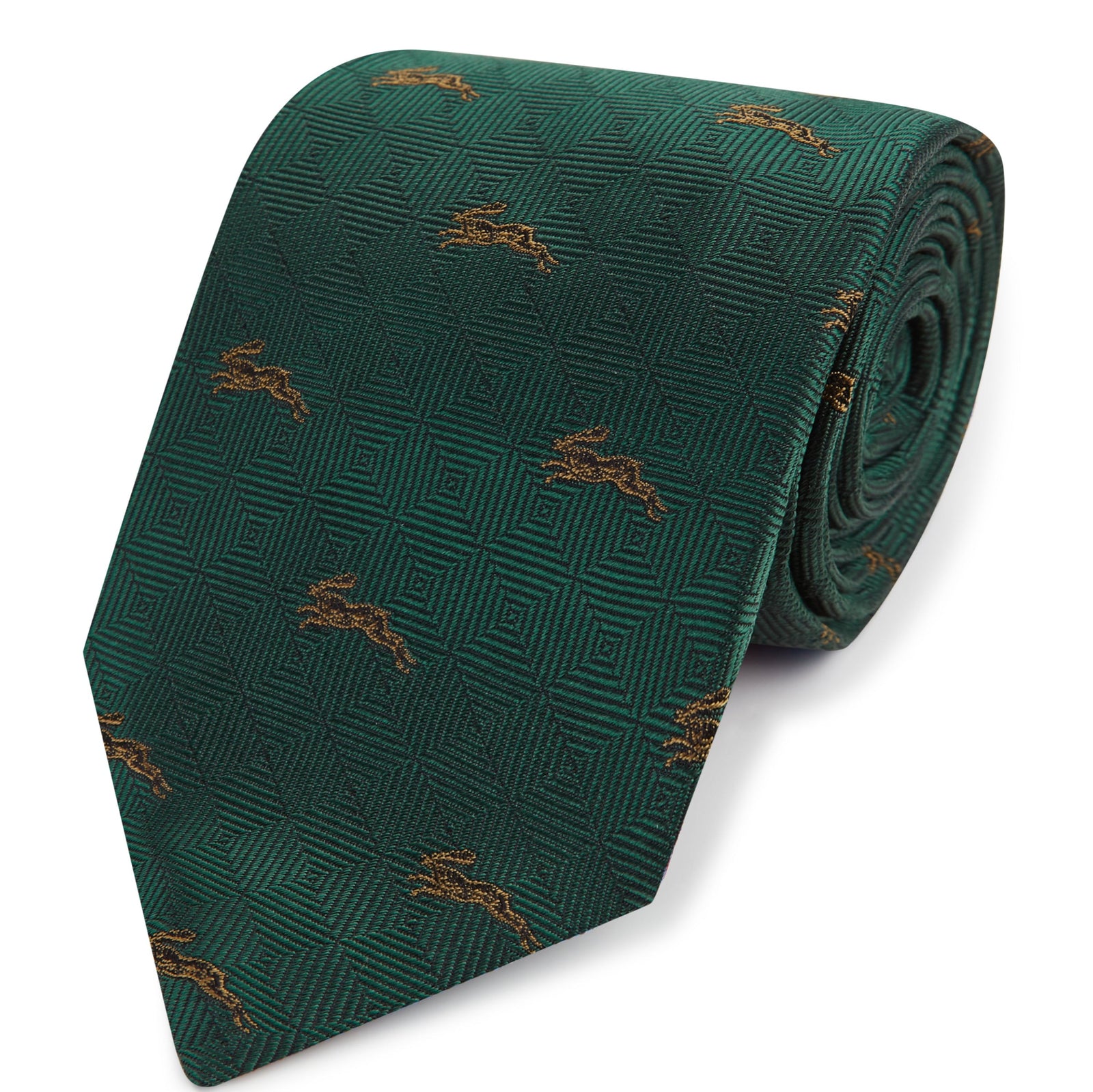 Green Hare Diamond Woven Silk Tie