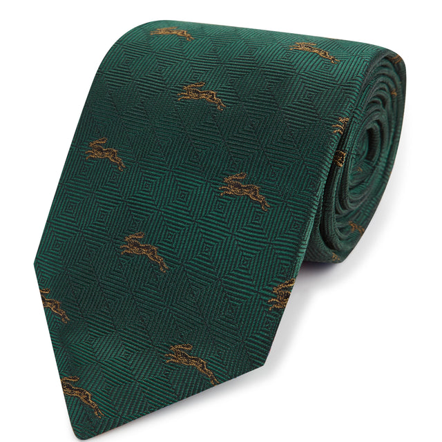 Green Hare Diamond Woven Silk Tie