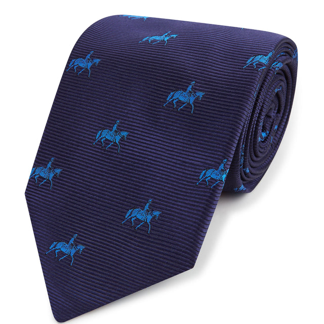 Navy Horse Twill Silk Tie