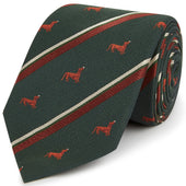 Green Dog Stripe Woven Silk Tie