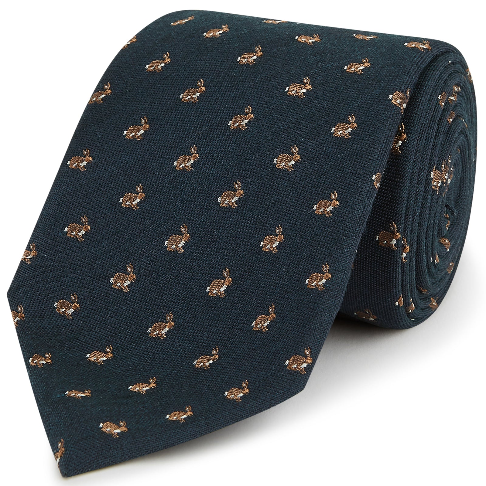 Green Rabbit Woven Silk Tie