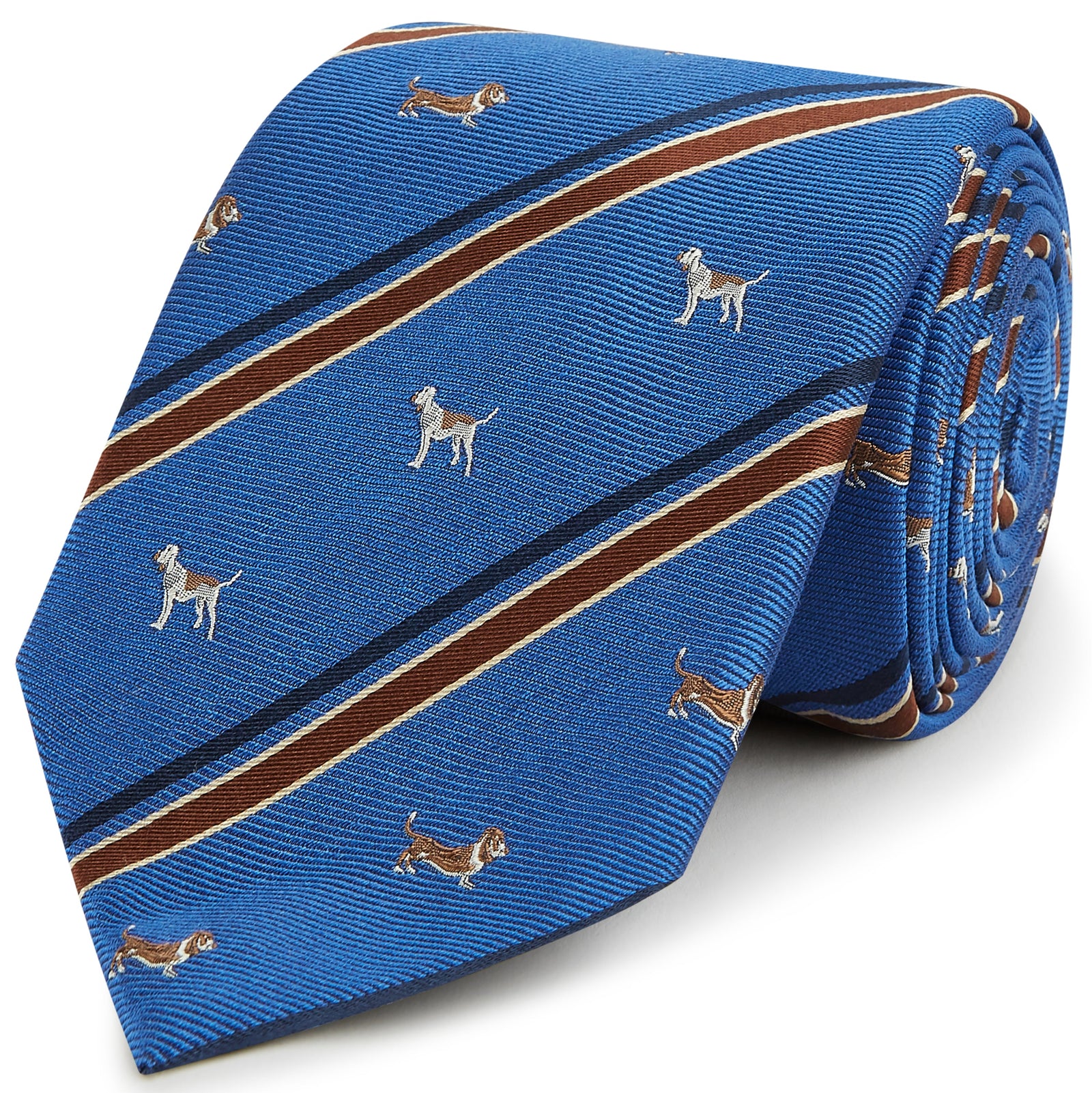 Blue Dog Stripe Woven Silk Tie