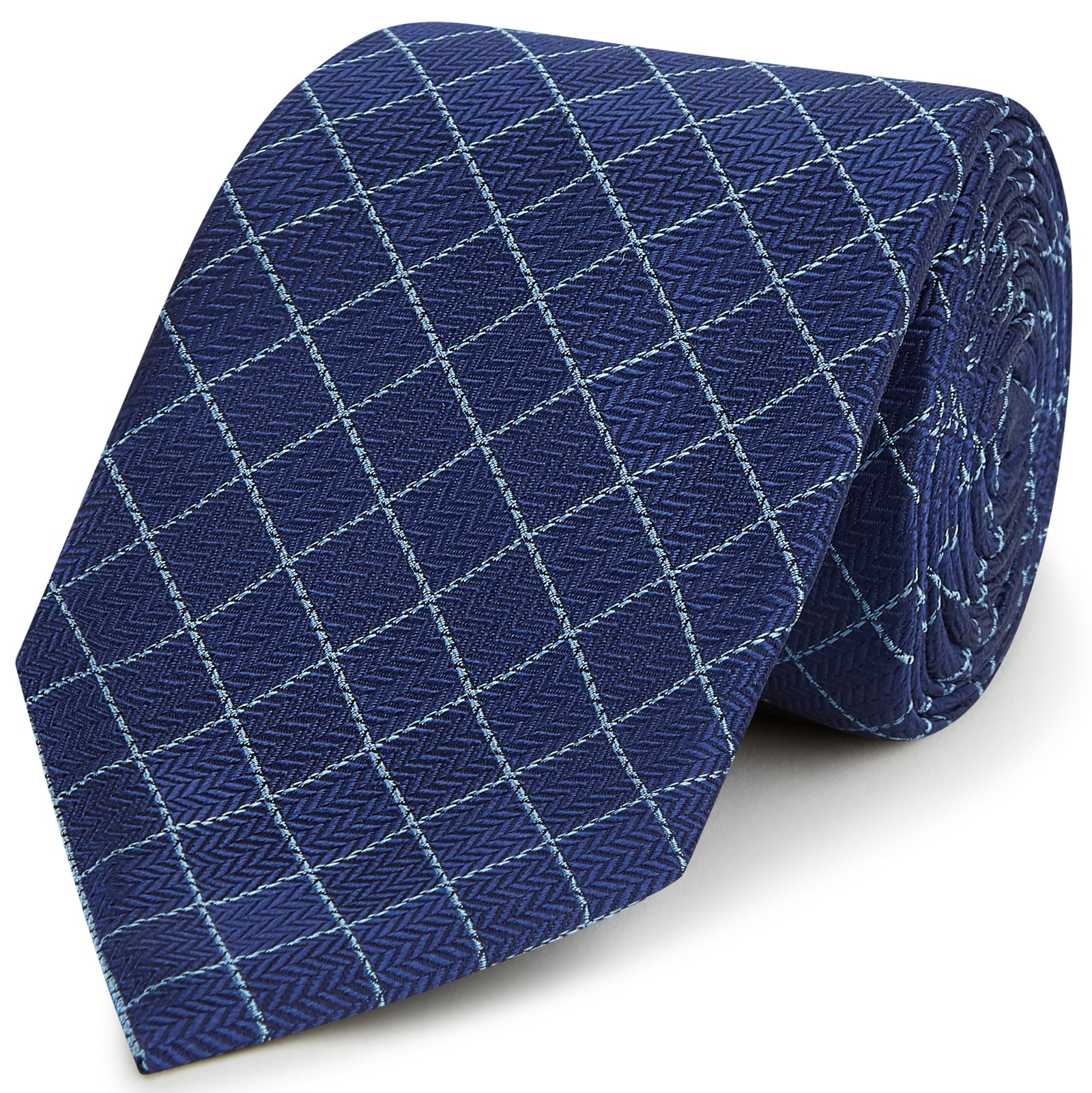 Blue Textured Square Woven Silk Tie