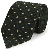 Green Orange Textured Spot Woven Silk Tie