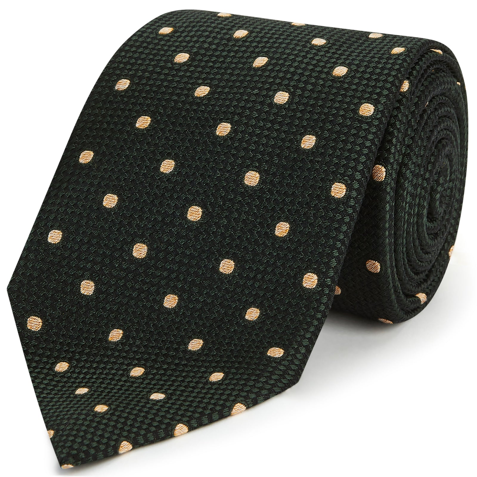 Green Orange Textured Spot Woven Silk Tie