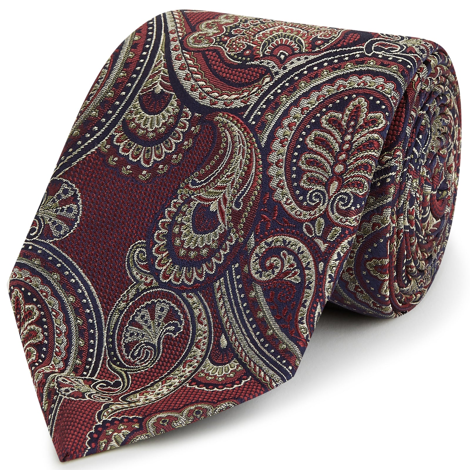 Burgundy Large Paisley Woven Silk Tie