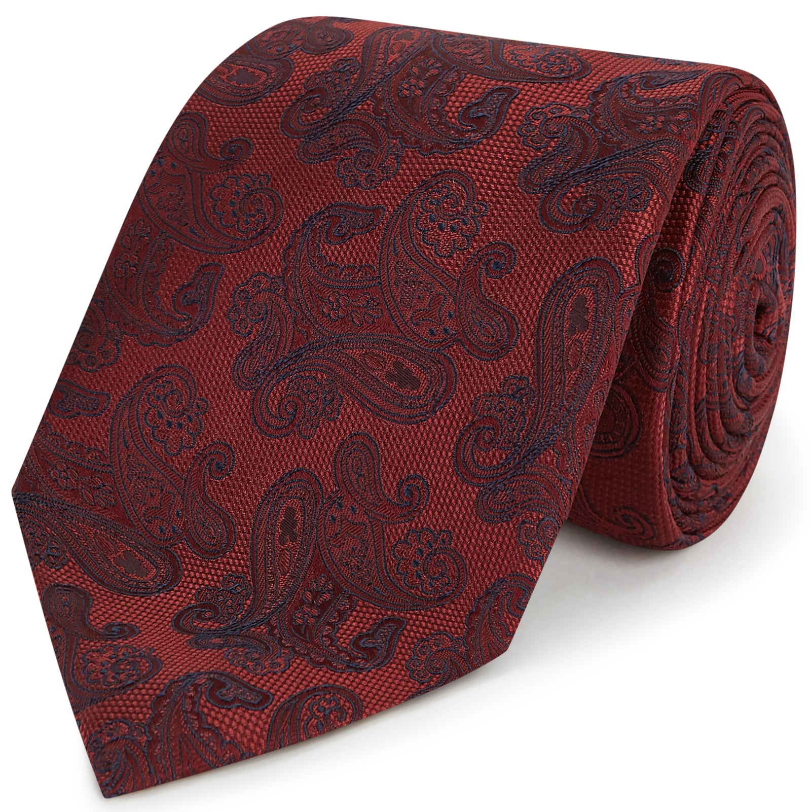 Red Paisley Woven Silk Tie