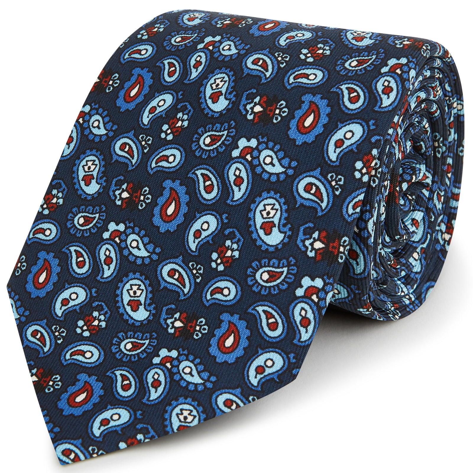 Navy Blue Madder Paisley Silk Printed Tie