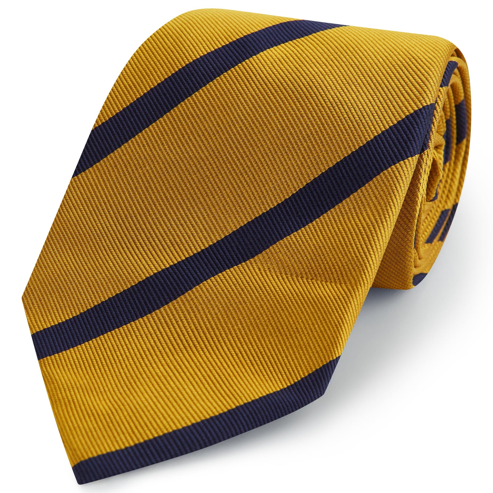 Yellow Navy Twill Stripe Woven Silk Tie