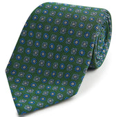 Green Blue Circle Diamond Woven Silk Tie