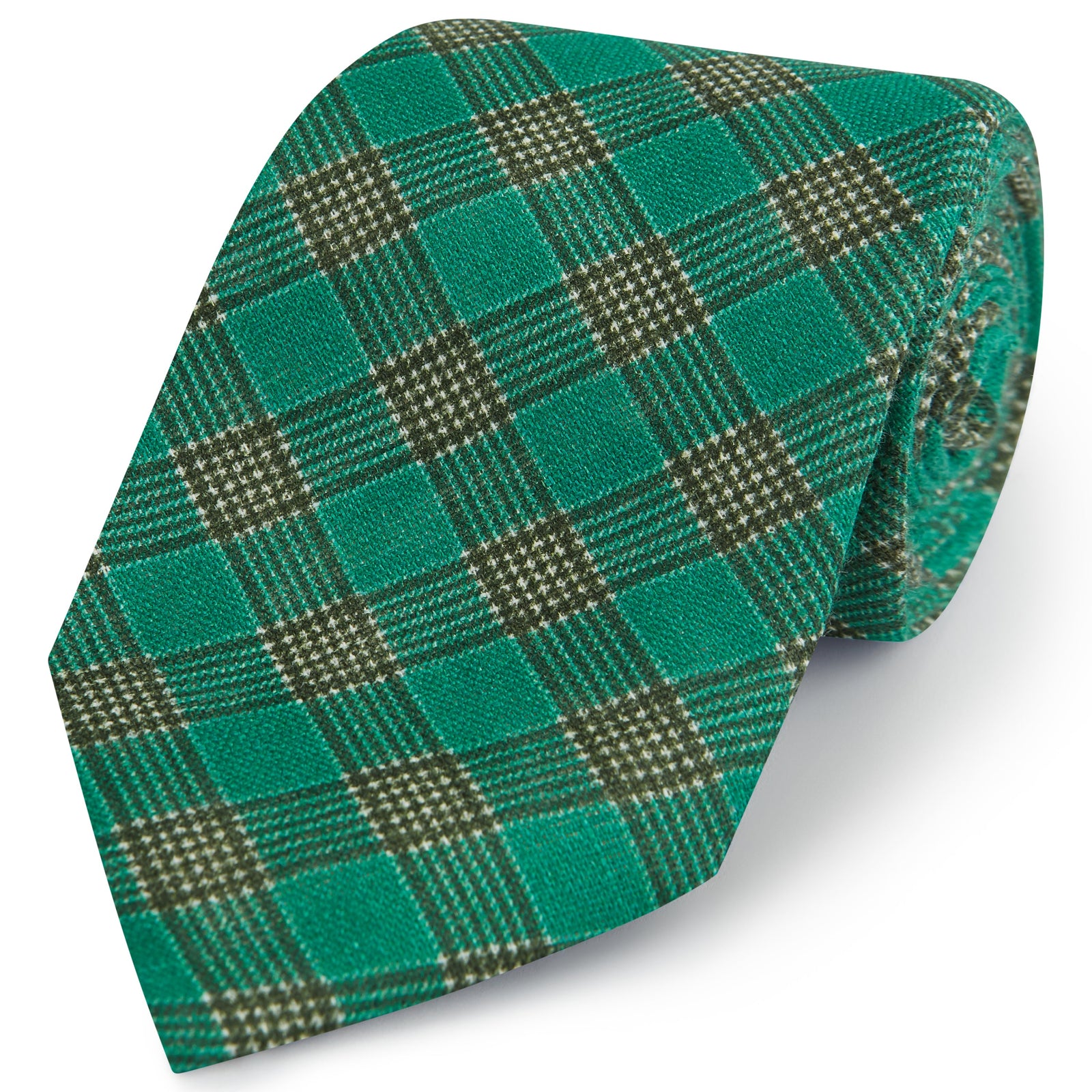 Green Check Linen Woven Tie
