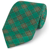Green Check Linen Woven Tie