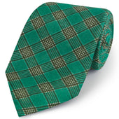 Green Check Linen Woven Tie