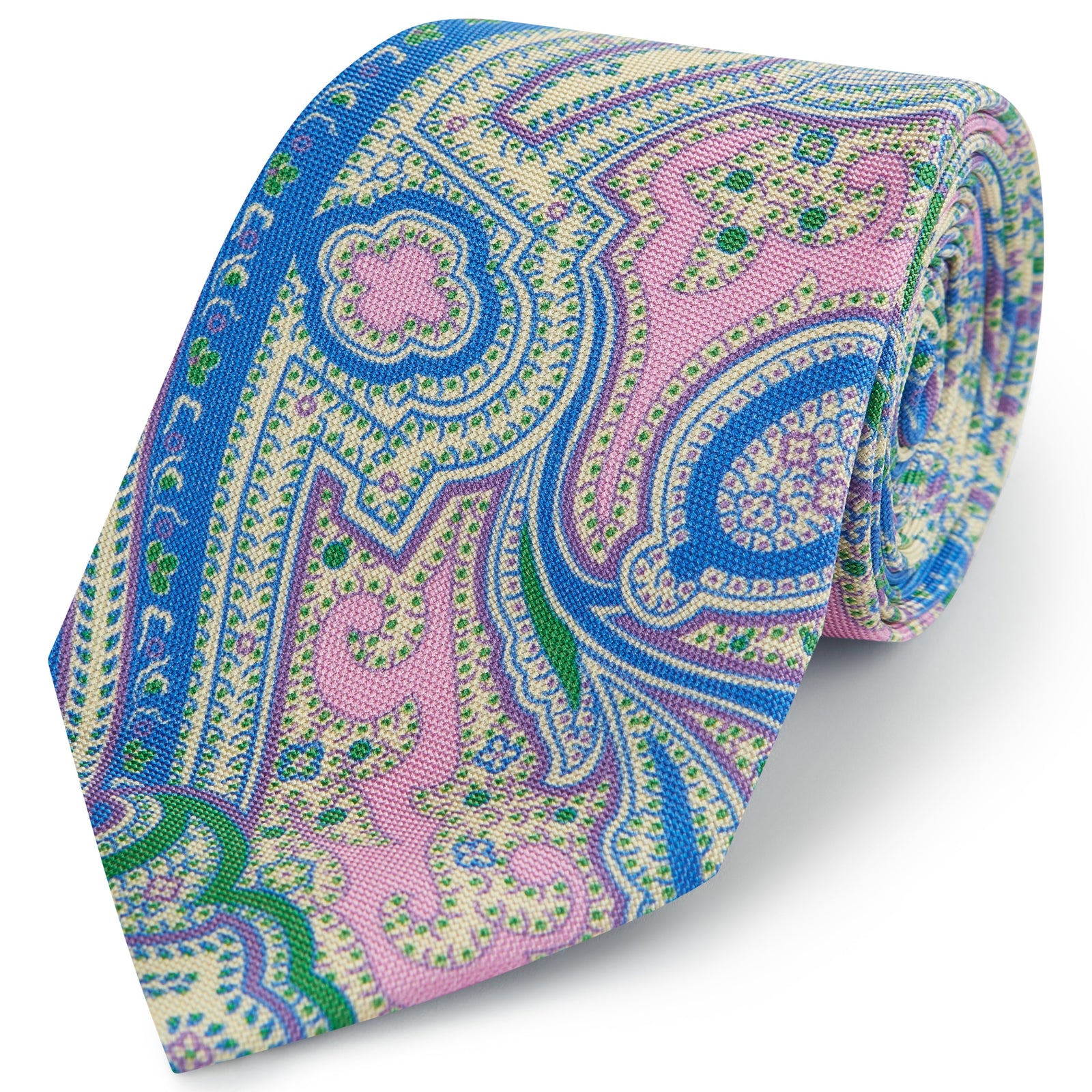 Pink Large Paisley Printed Silk Tie