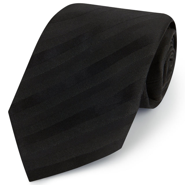 Black Tonal Stripe Woven Silk Tie