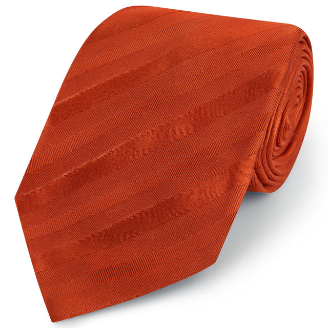 Orange Tonal Stripe Woven Silk Tie