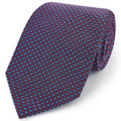 Red Blue Geo Spot Woven Silk Tie