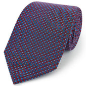 Red Blue Geo Spot Woven Silk Tie