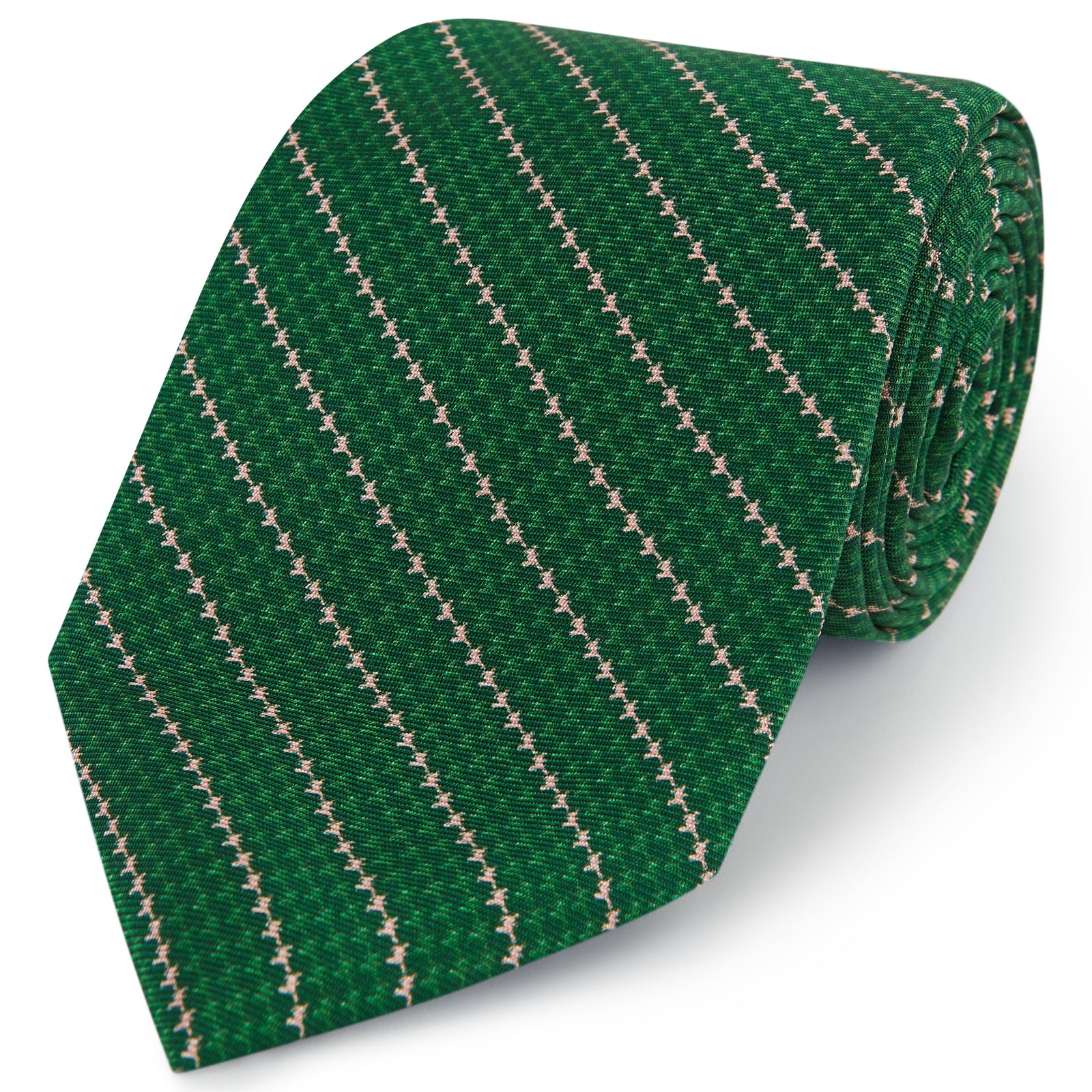 Green Pink Geo Running Man Printed Silk Tie