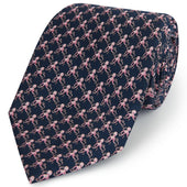 Navy Pink Octopus Printed Silk Tie