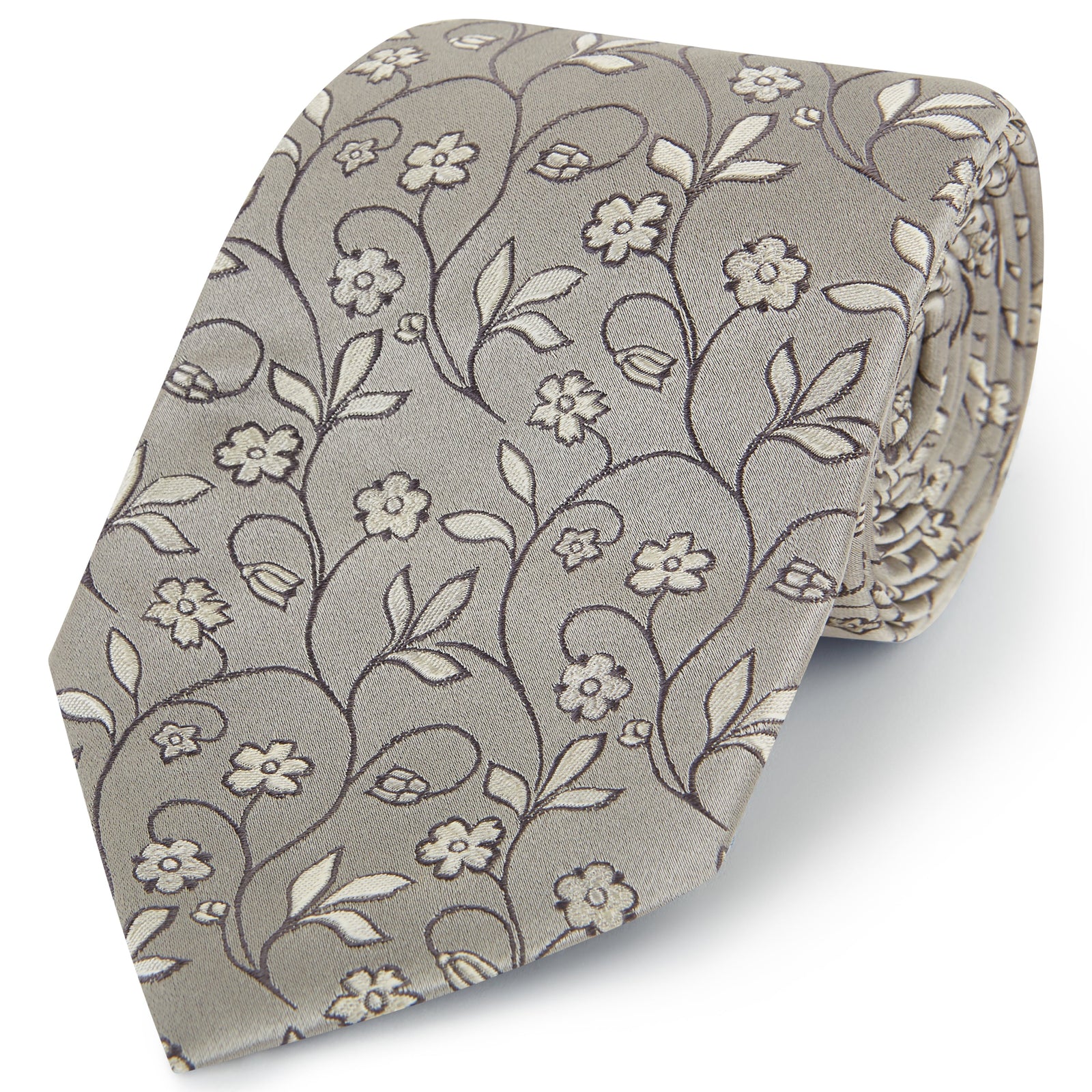 Grey Climbing Floral Woven Silk Tie