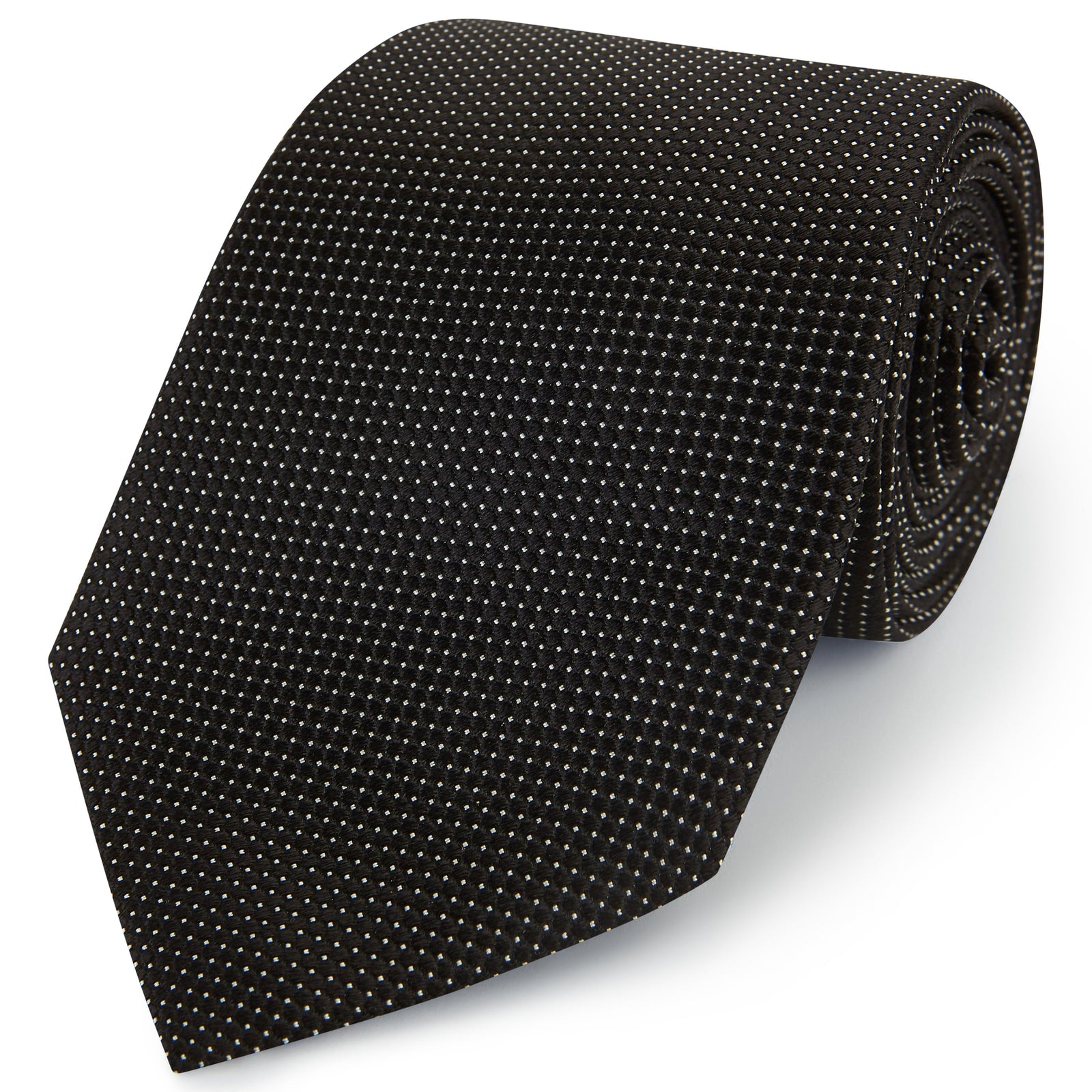 Black White Micro Spot Woven Silk Tie