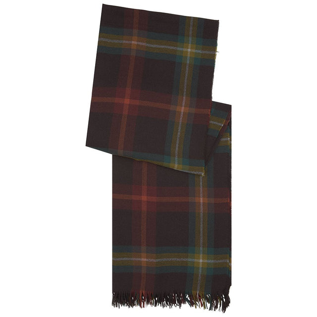 Burgundy and Ochre Tartan Cashmere Scarf