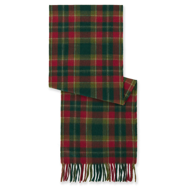 Green and Orange Check Lambswool Cashmere Scarf