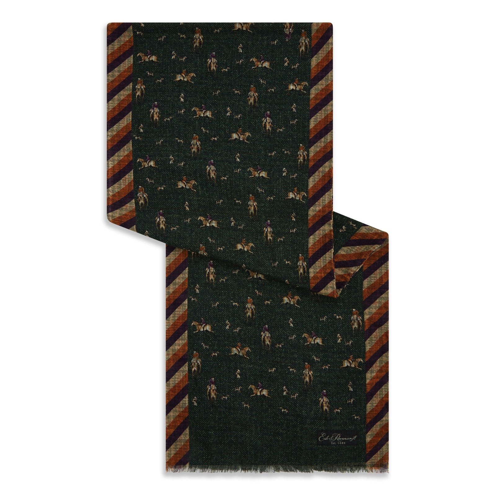 Equestrian Check Printed Wool Scarf
