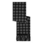 BLACK IVORY TARTAN SILK SCARF