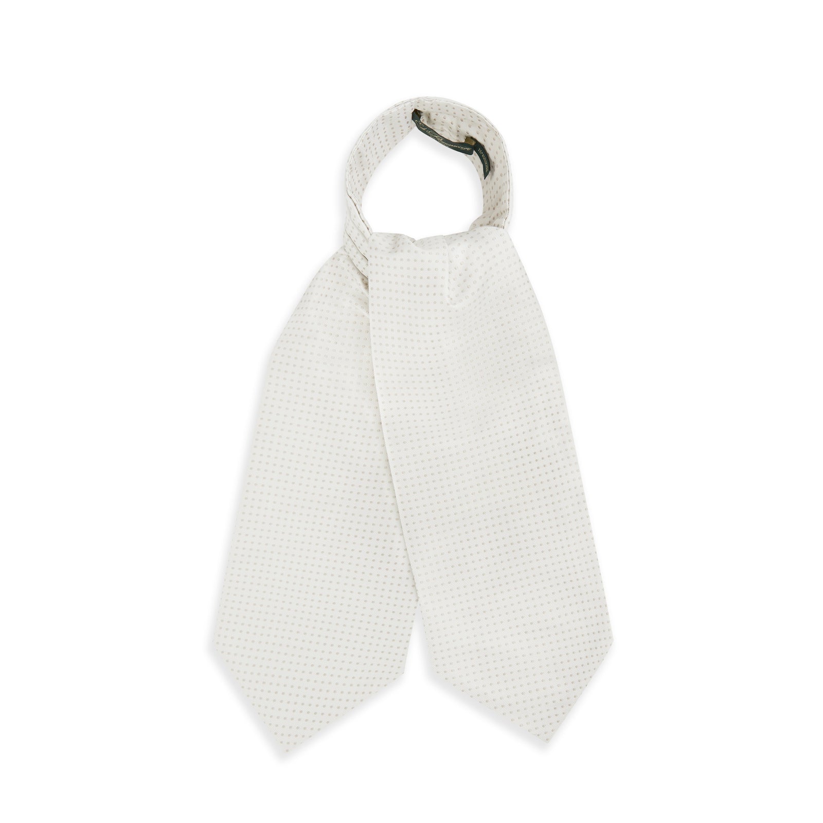 Silver White Small Spot Silk Cravat