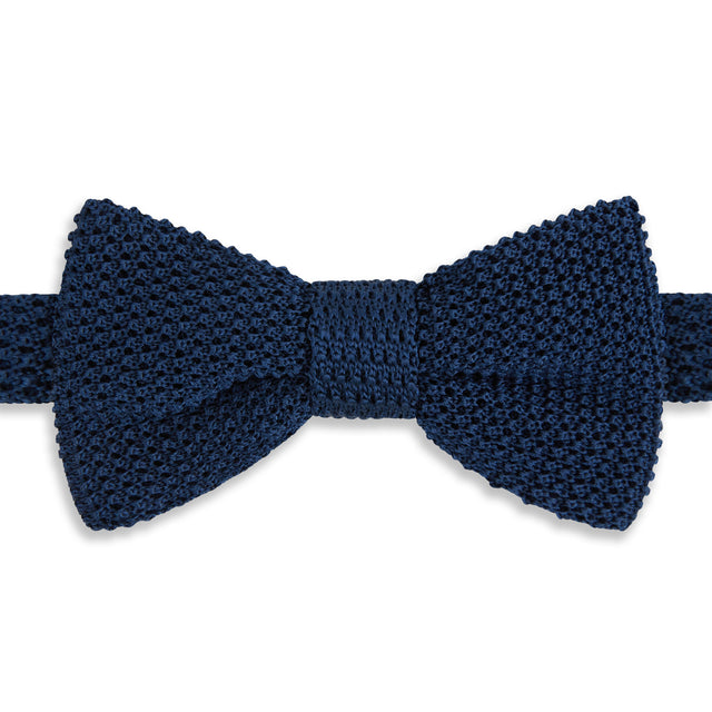 Navy Knitted Pre-Tied Silk Bow Tie