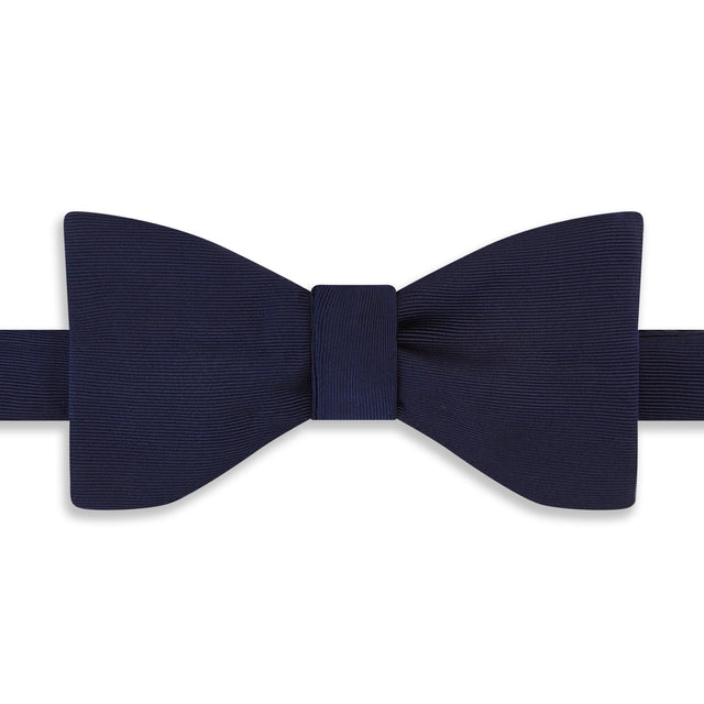 Light Navy Grosgrain Silk Cotton Bow Tie