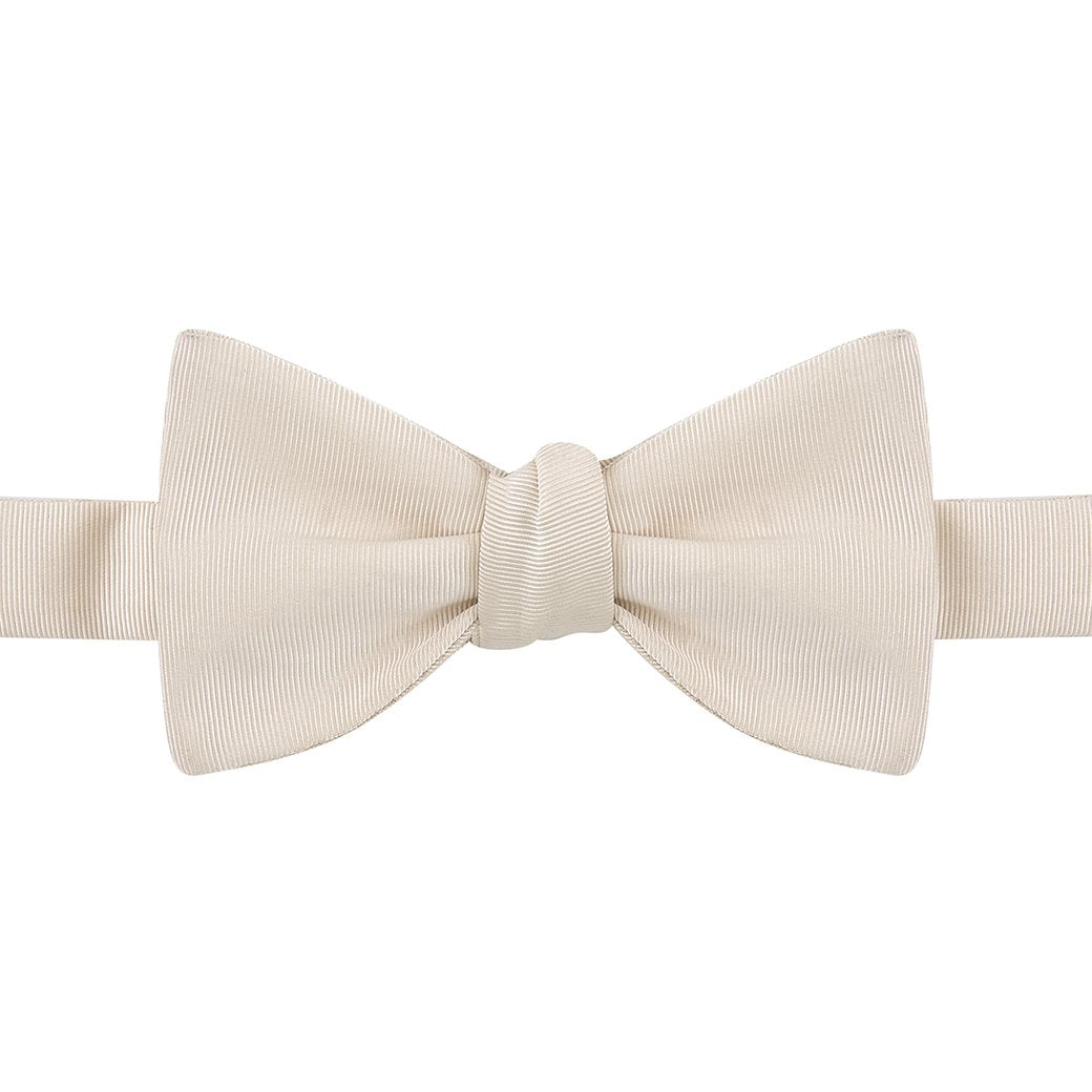 Cream Grosgrain Silk Cotton Bow Tie