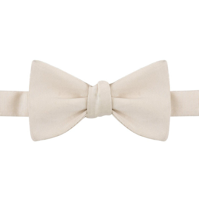 Cream Grosgrain Silk Cotton Bow Tie