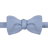 Blue and White Houndstooth Silk Bow Tie