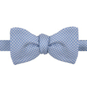 Blue and White Houndstooth Silk Bow Tie