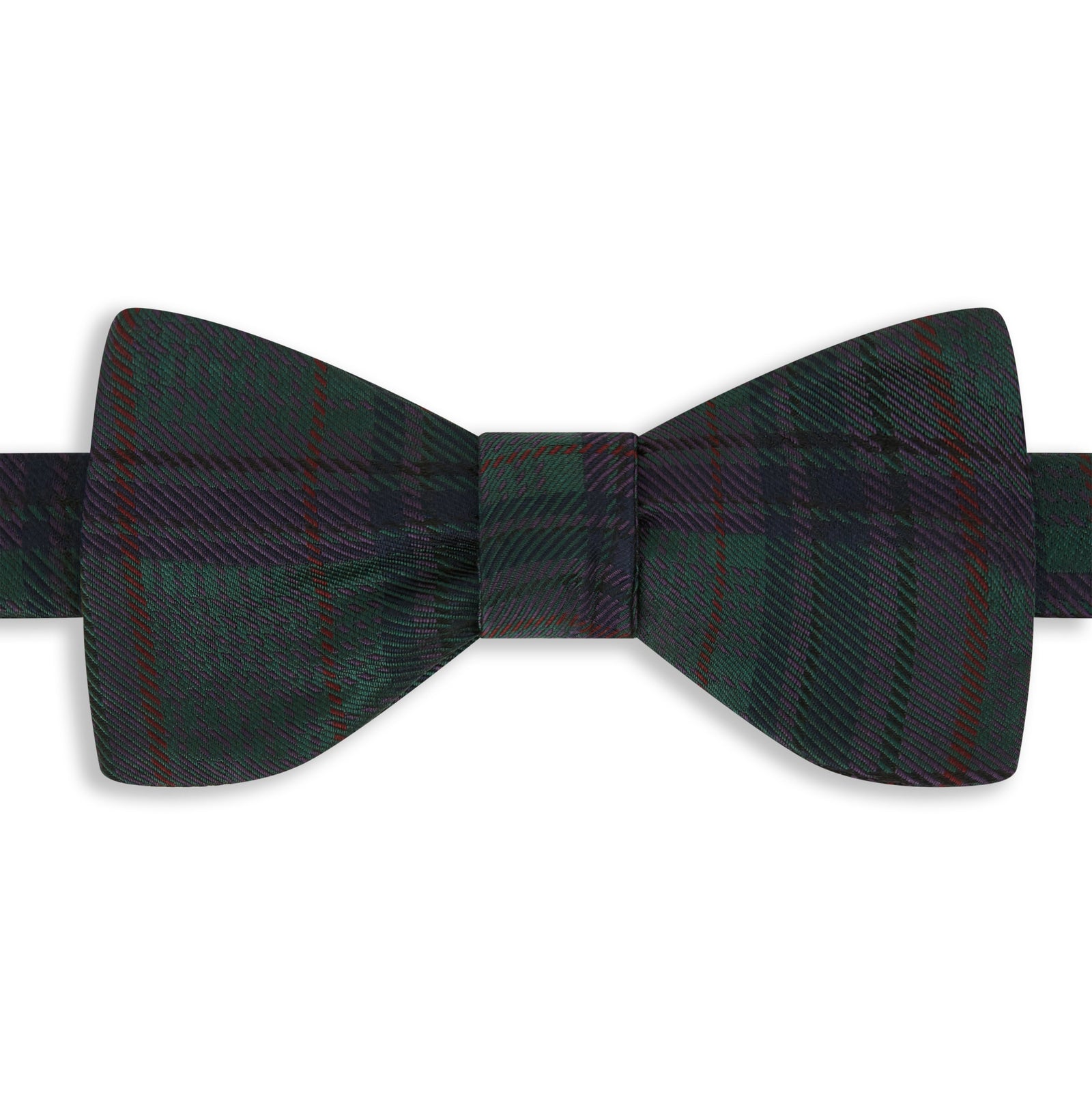 Green and Purple Check Silk Bow Tie