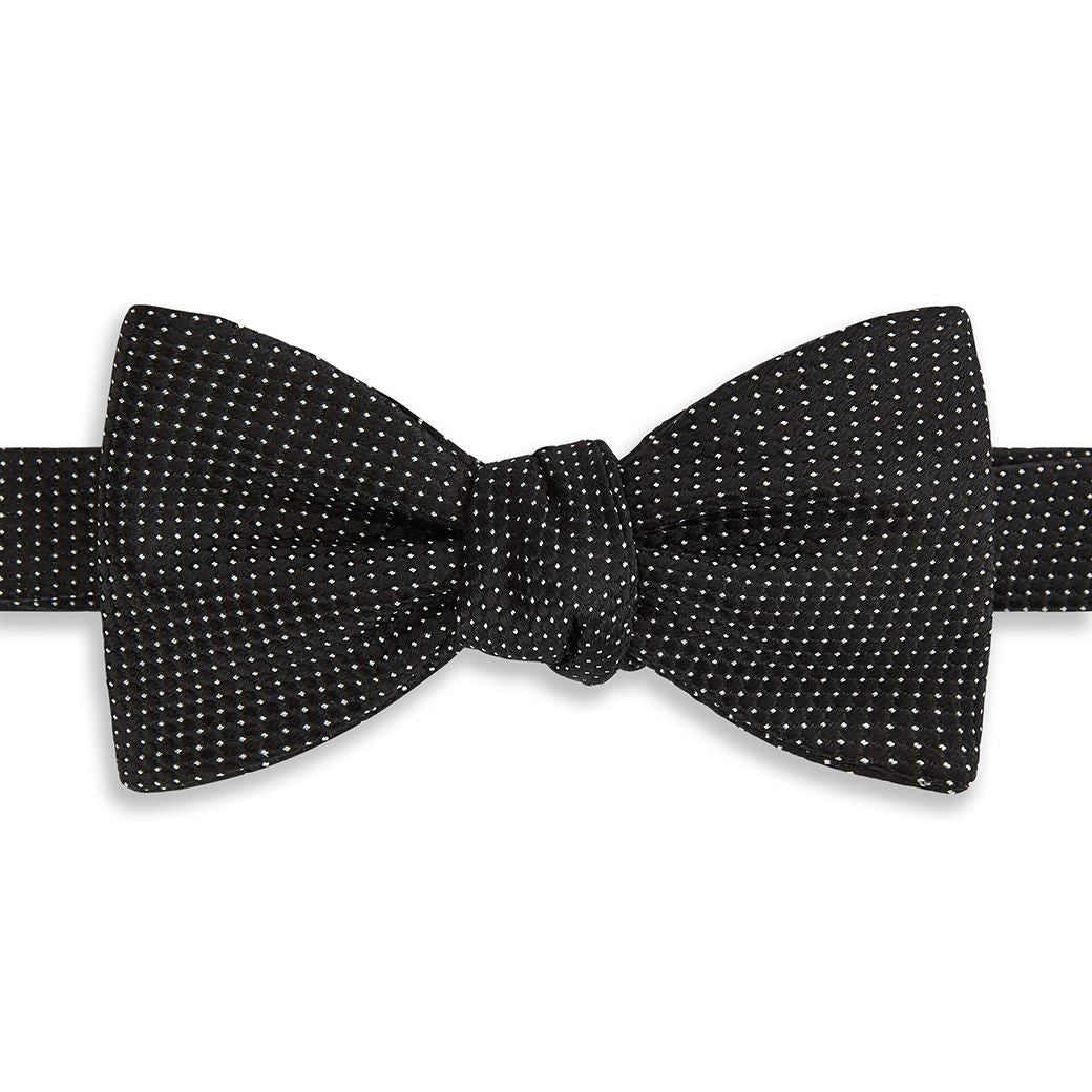 Black and White Micro Dot Woven Silk Bow Tie