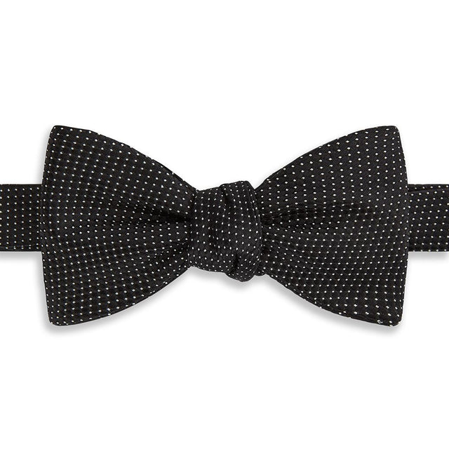 Black and White Micro Dot Woven Silk Bow Tie