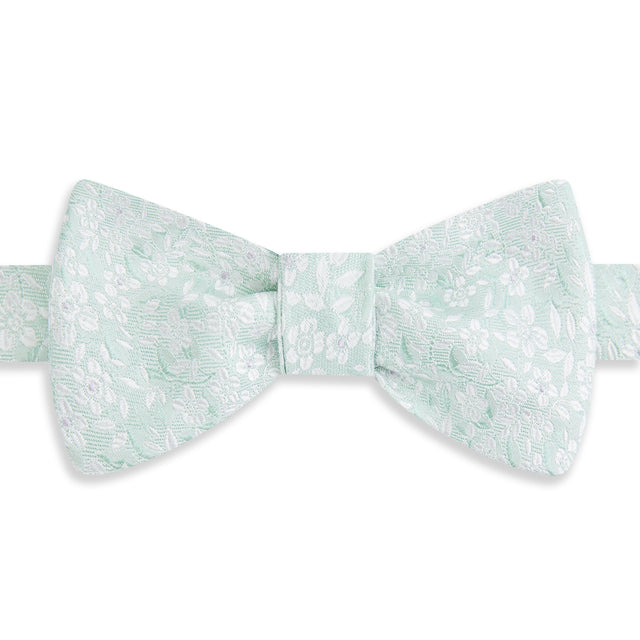 Green Floral Woven Silk Bow Tie