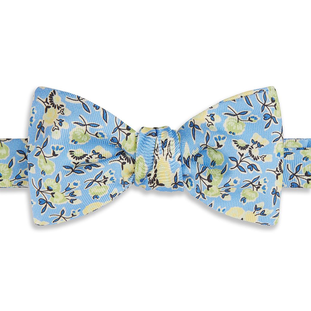And Yellow Climbing Floral Printed Silk Tie