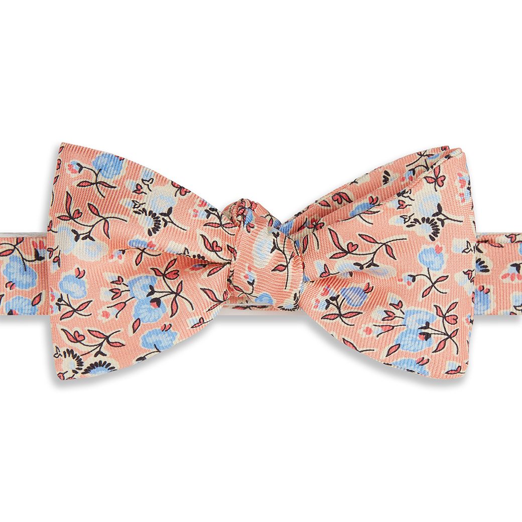 And Blue Climbing Floral Printed Silk Tie