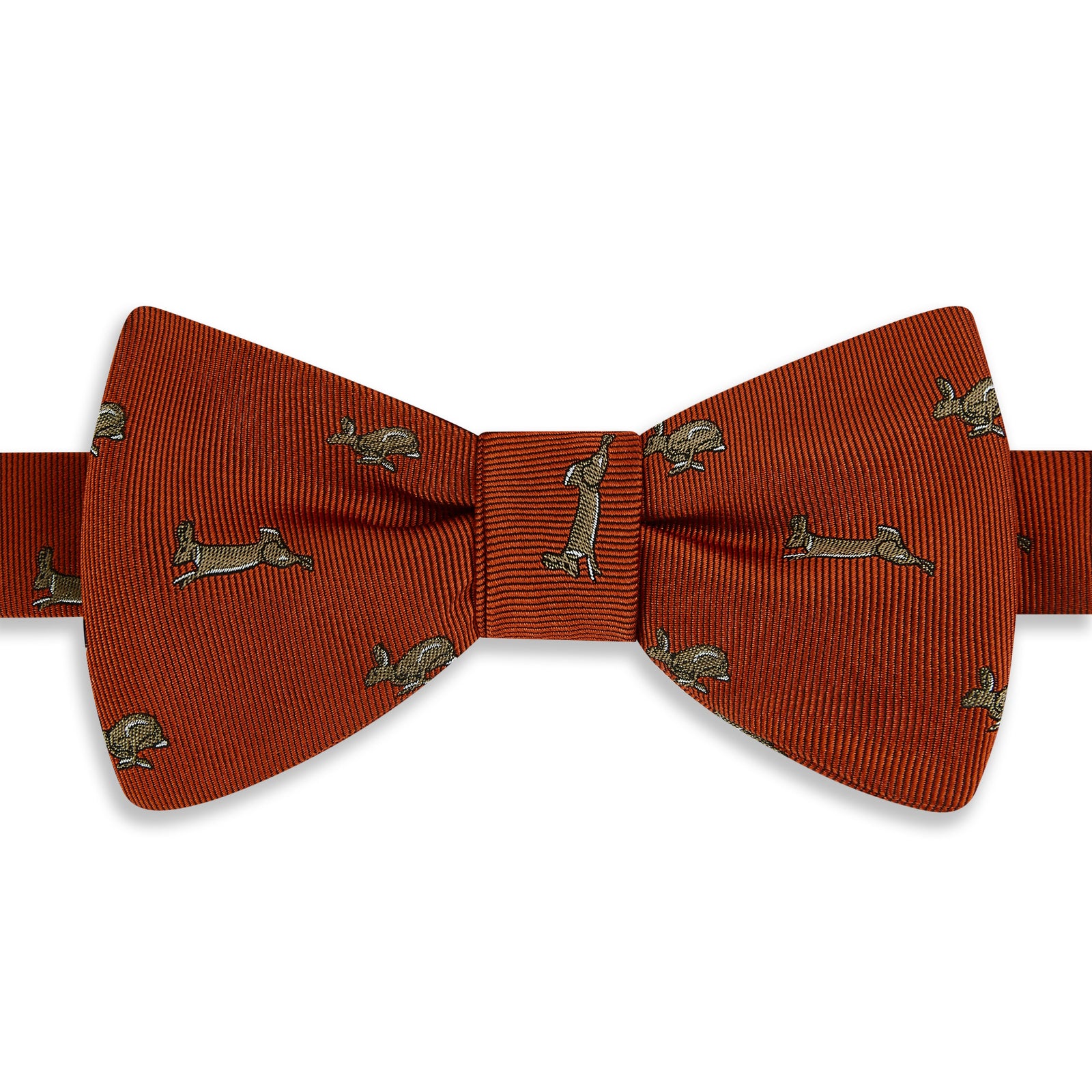 Red Running Rabbit Woven Silk Bow Tie
