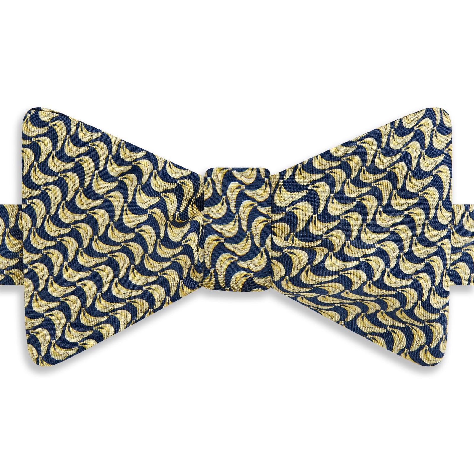 Yellow Banana Printed Silk Self Bow Tie