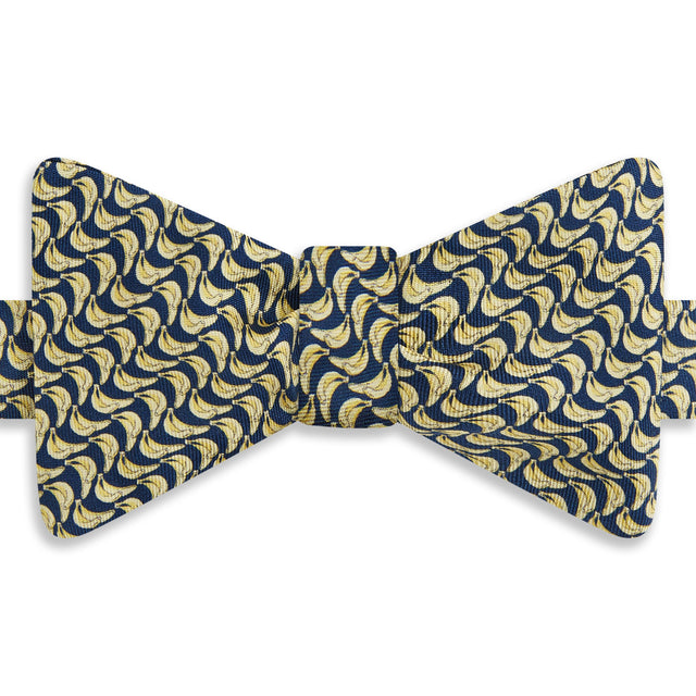 Yellow Banana Printed Silk Self Bow Tie