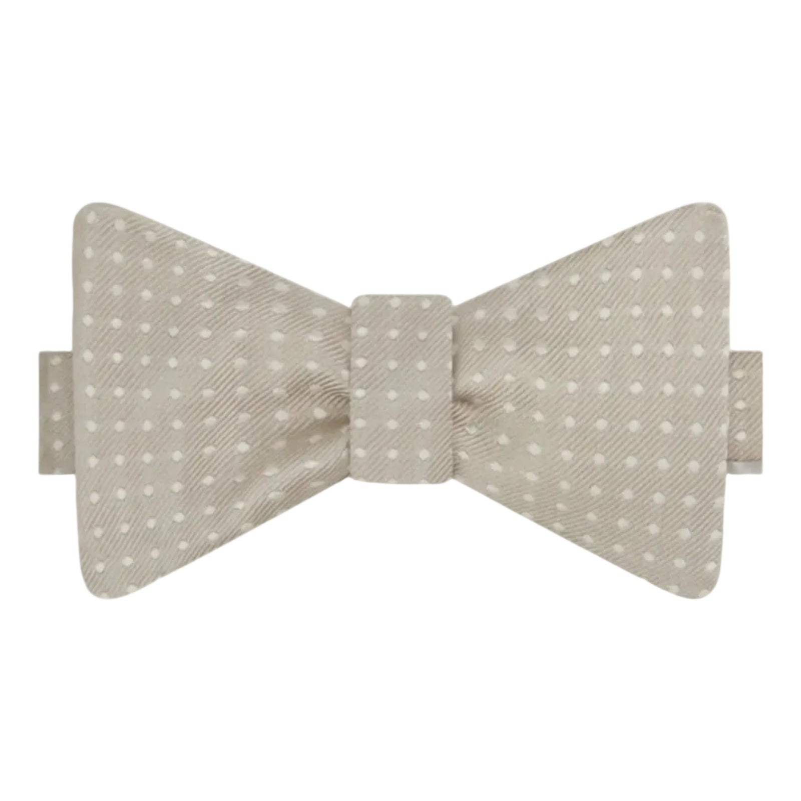 Silver Small Spot Silk Self Bow Tie