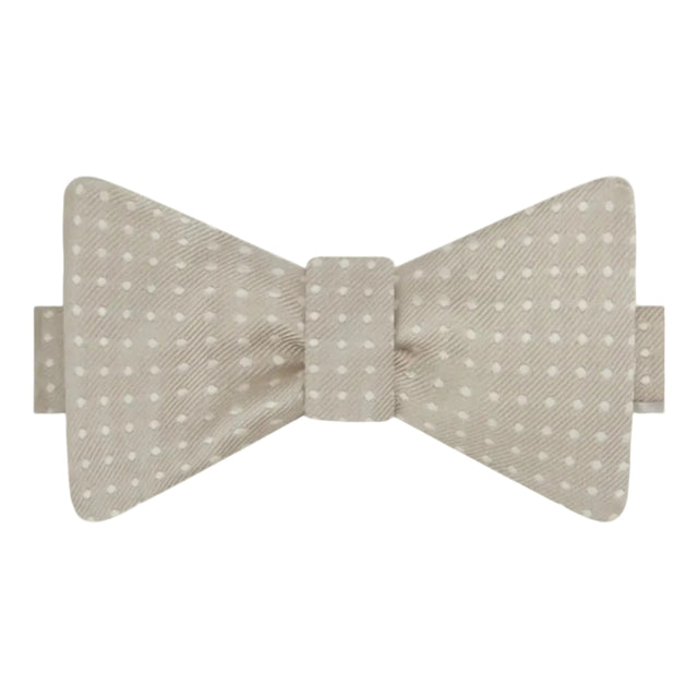 Silver Small Spot Silk Self Bow Tie