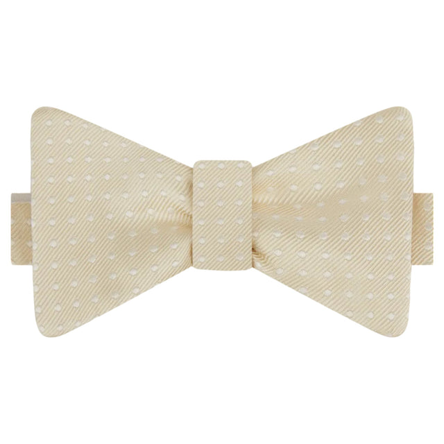 Ivory Small Spot Silk Self Bow Tie